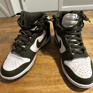 Nike Men's Olive and White High-Top Sneakers